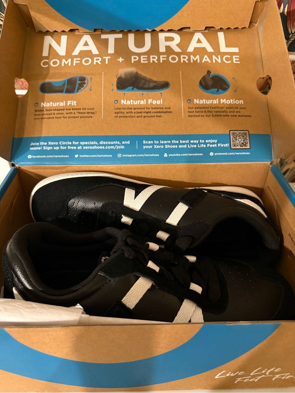 NWT Xero Women's Kelso Court Shoes Barefoot Sneakers Size 9 Black & White - Picture 6 of 7